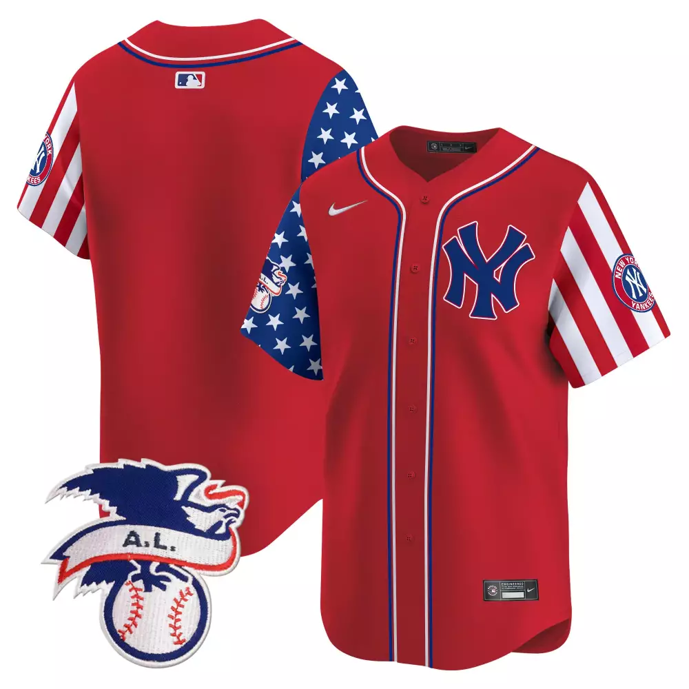 team red mens new york yankees 2024 fourth of july vapor premier limited jersey v5 all stitched