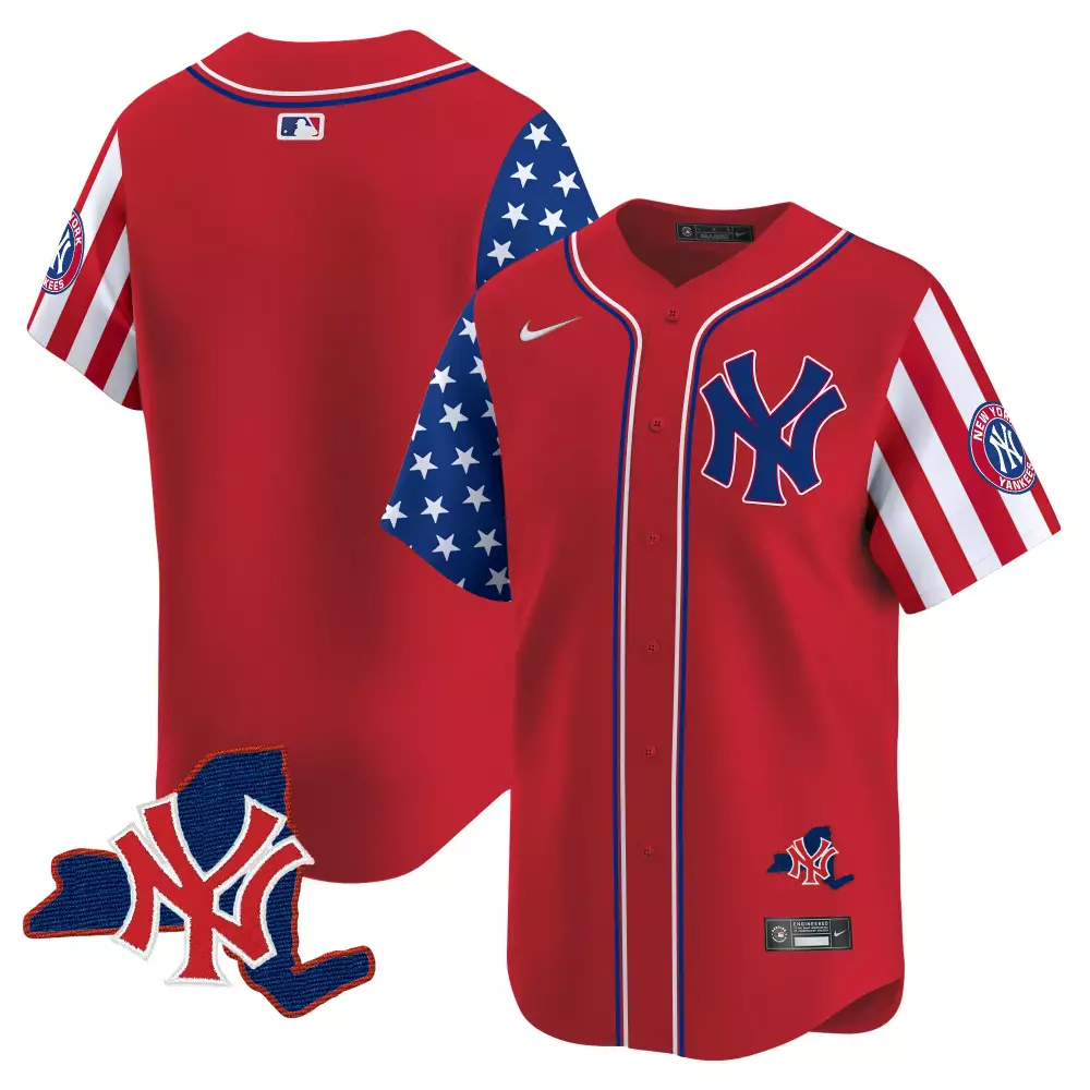 team red mens new york yankees 2024 independence day vapor premier limited jersey v2 all stitched