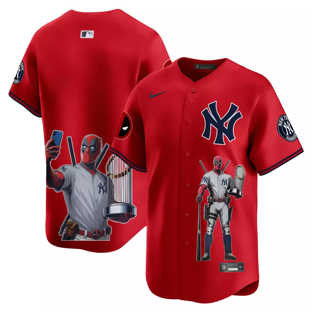 team red unisex new york yankees deadpool premier limited jersey printed