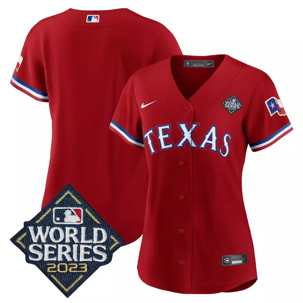 team red womens texas rangers 2023 world series baseball jersey v2 all stitched