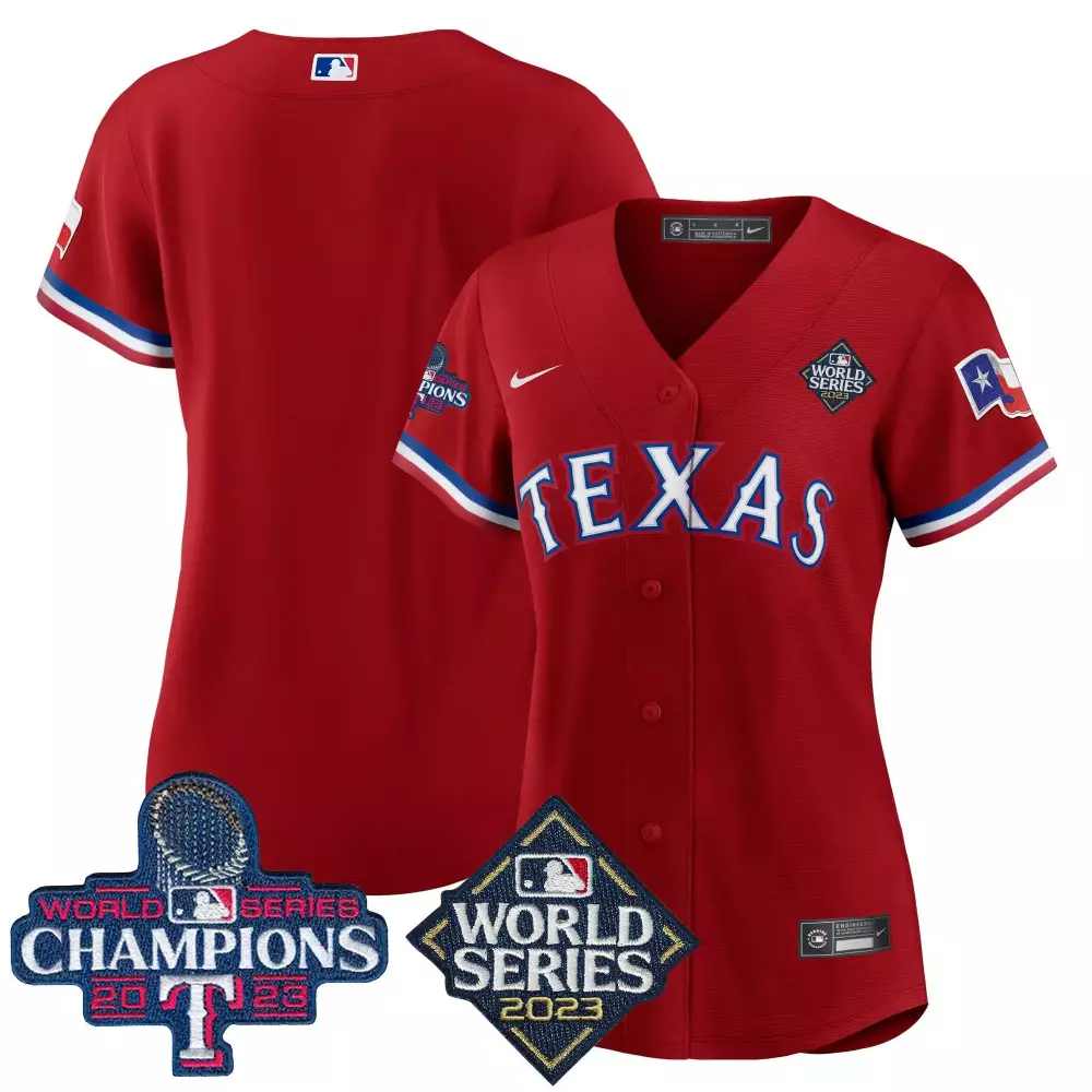 team red womens texas rangers 2023 world series baseball jersey v2 all stitched