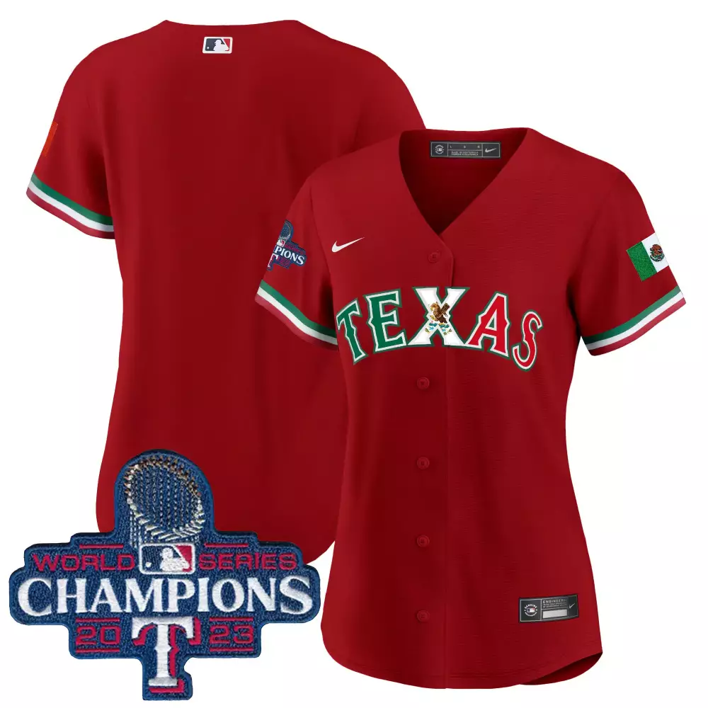 team red womens texas rangers 2023 world series baseball jersey v2 all stitched