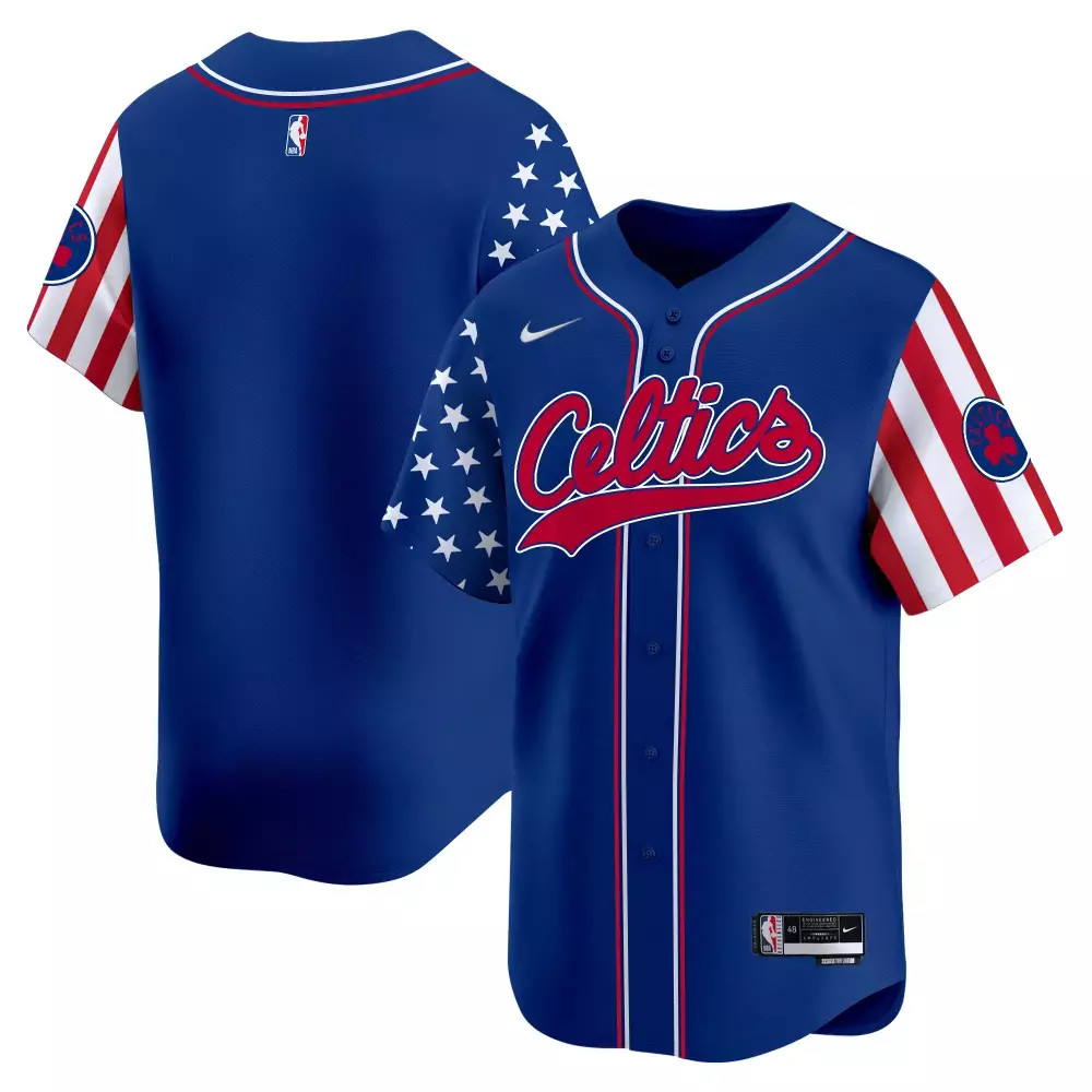 team royal mens boston celtics 2024 independence day vapor premier limited jersey all stitched