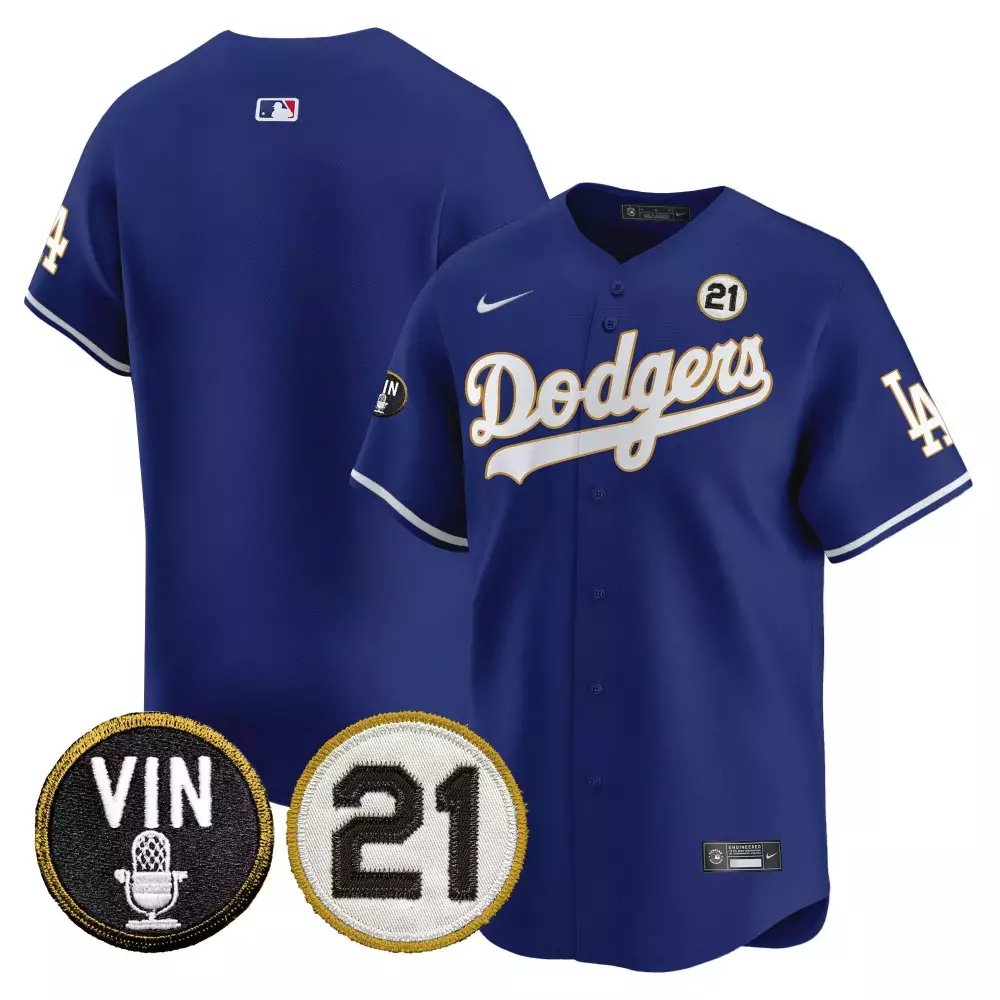 Los Angeles Dodgers 2024 Vin Roberto Patch Gold Trim Vapor Premier Jersey | Limited Edition Fan Gear | For Men, Women & Youth