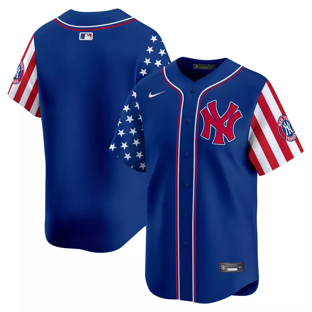 team royal mens new york yankees 2024 independence day vapor premier limited jersey all stitched
