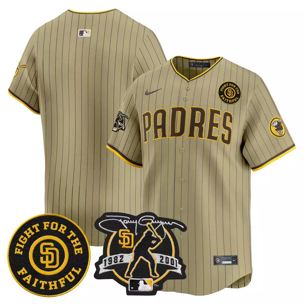 San Diego Padres Men's Tan Tony Gwynn Faithful Patch Vapor Premier Limited Jersey | Stitched Fan Gear | For Men, Women & Youth