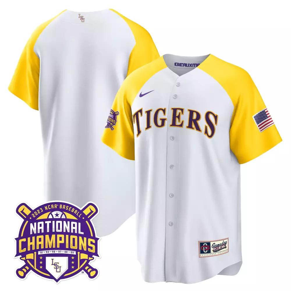 team purple youths lsu tigers 2023 national champions gold cool jersey all stitched