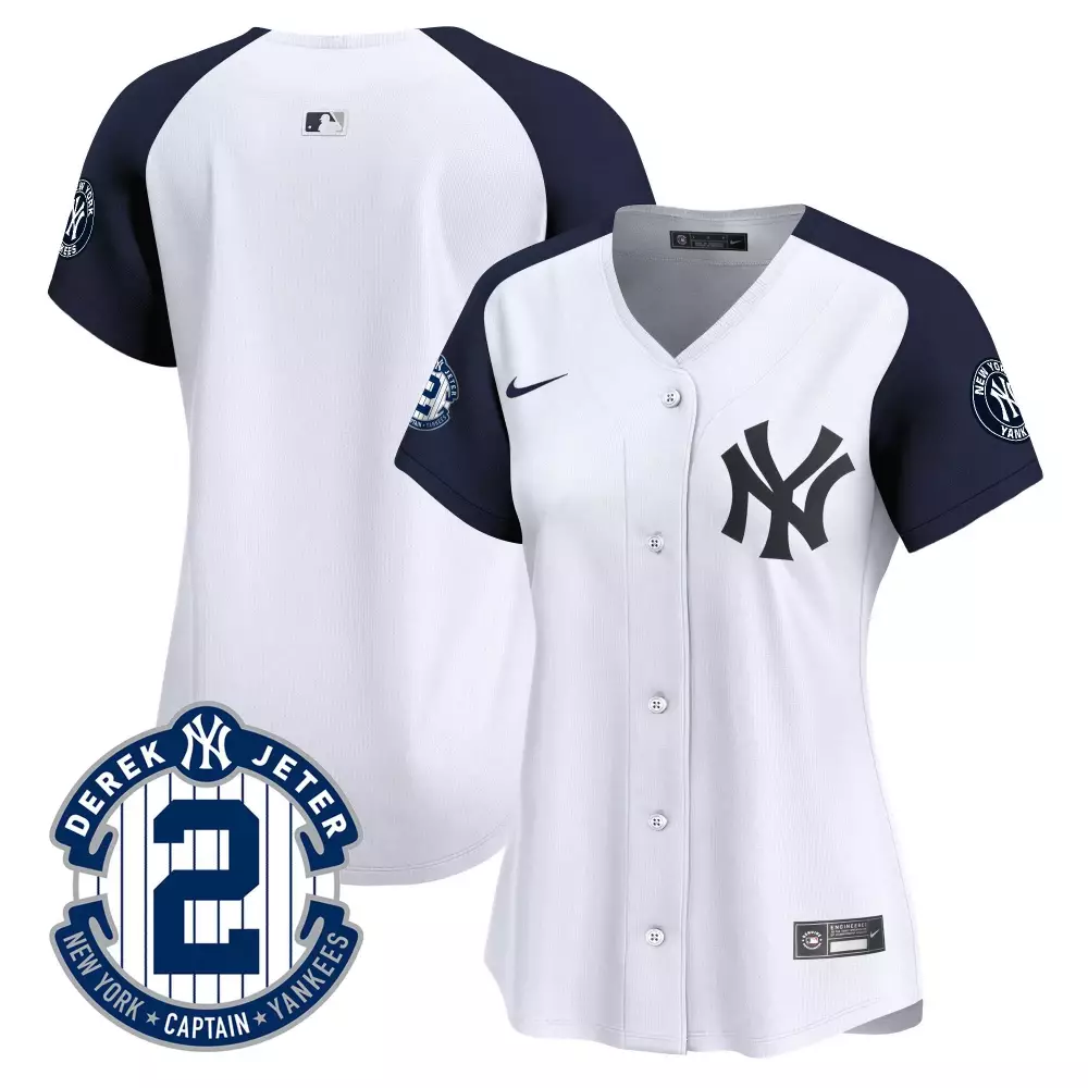 team white alternate womens new york yankees derek jeter patch vapor premier limited jersey all stitched