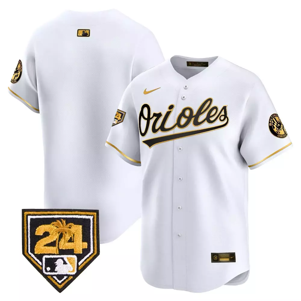team white gold mens baltimore orioles 2023 special gold cool jersey all stitched