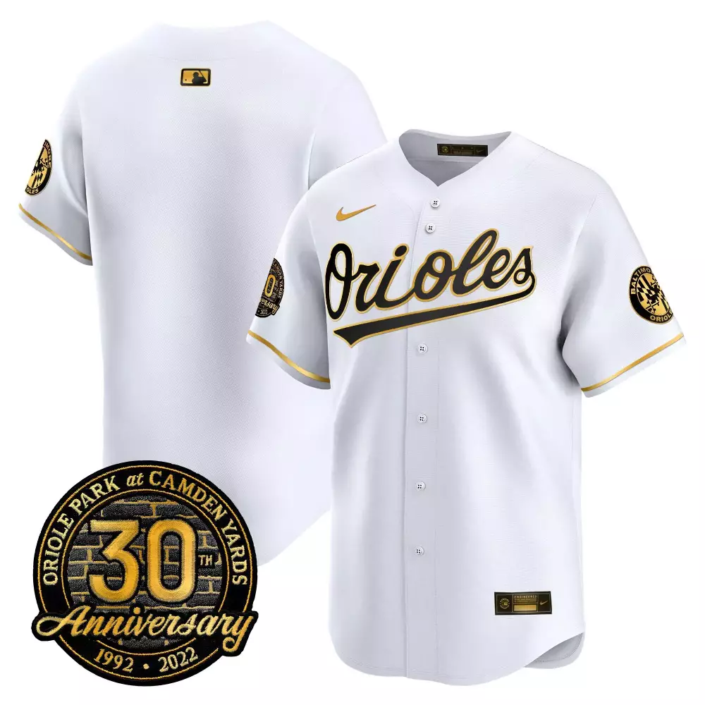 team white gold mens baltimore orioles 2023 special gold cool jersey all stitched