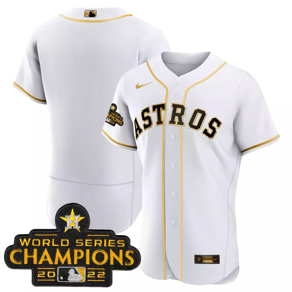 team white gold mens houston astros 2023 gold flex base collection jersey all stitched