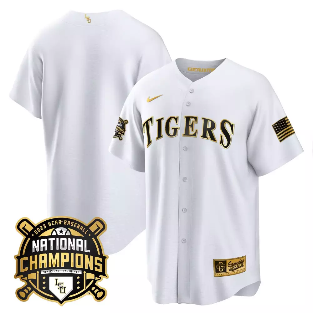 team purple youths lsu tigers 2023 national champions gold cool jersey all stitched