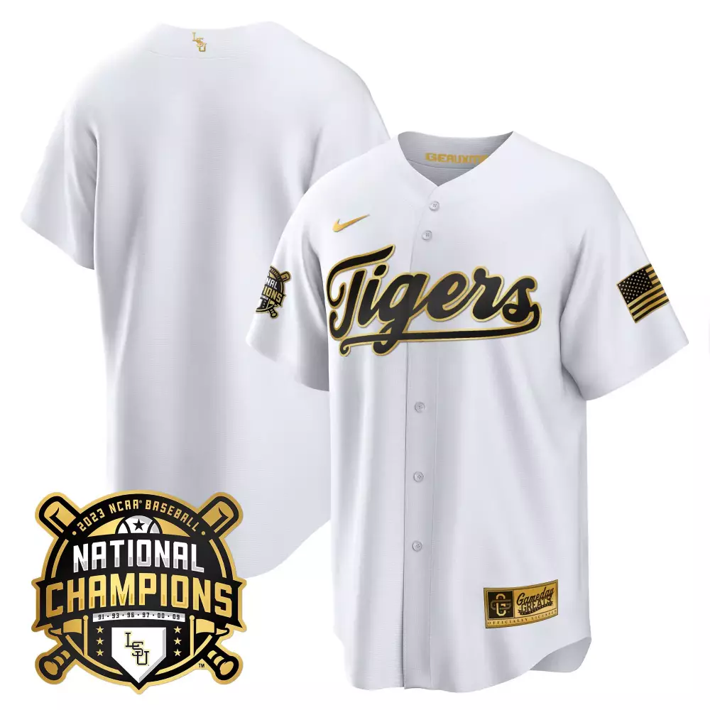 team purple youths lsu tigers 2023 national champions gold cool jersey all stitched