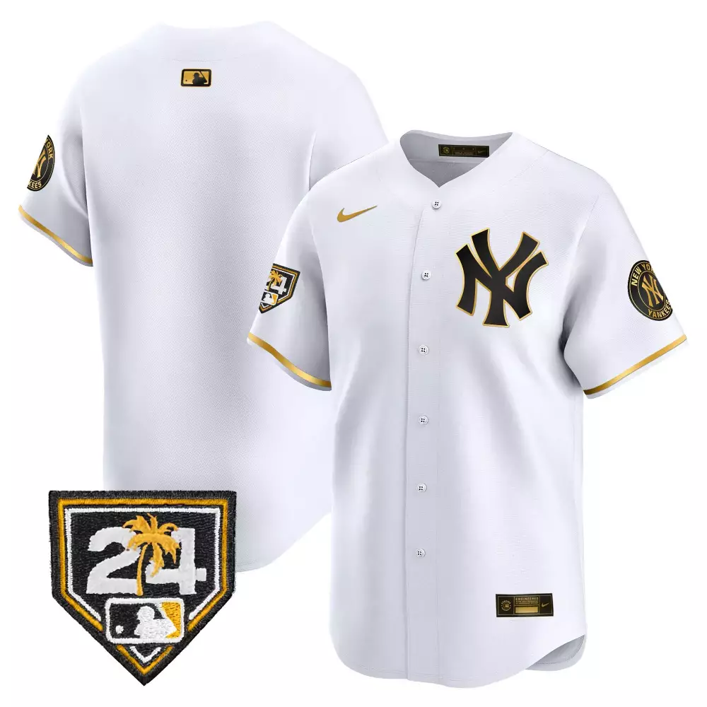 team white gold mens new york yankees 2024 spring training patch vapor premier limited jersey v2 all stitched