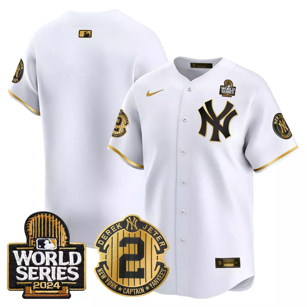 team white gold mens new york yankees 2024 world series vapor premier limited jersey all stitched