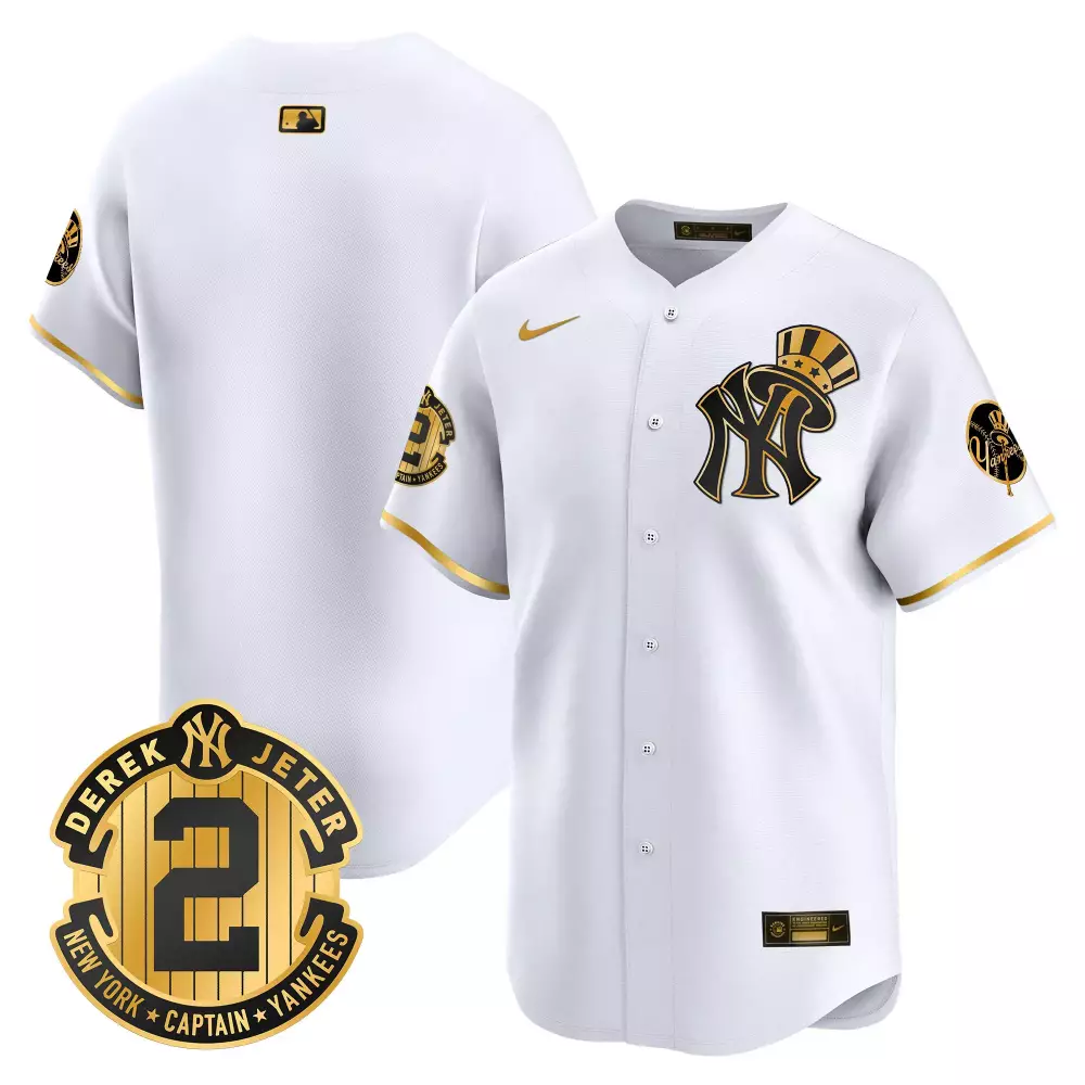 team white gold mens new york yankees derek jeter patch vapor premier limited jersey v2 all stitched