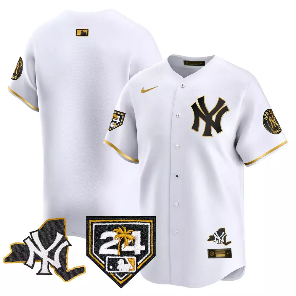 team white gold mens new york yankees vapor premier limited jersey new york patch all stitched