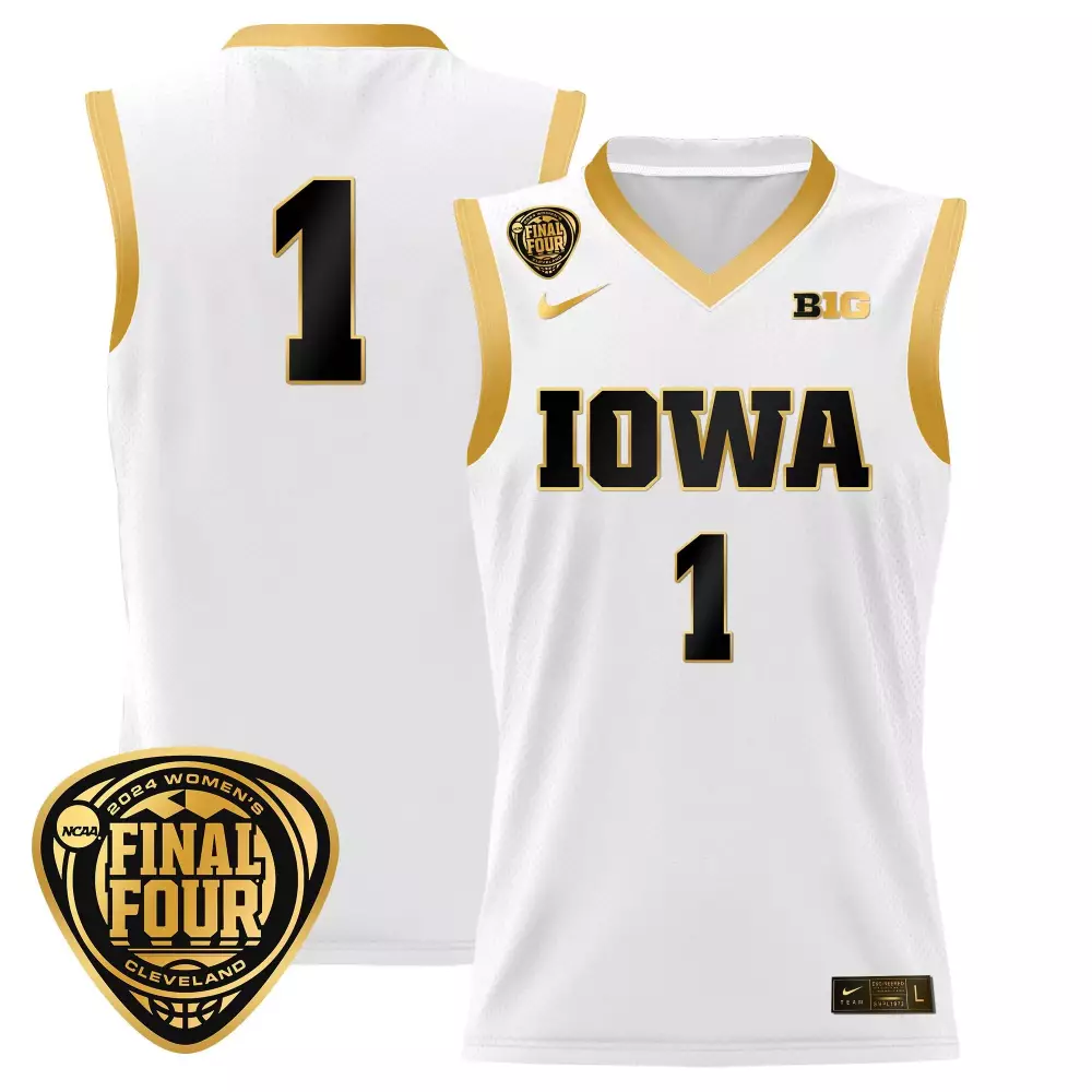 team gold womens size iowa hawkeyes 2024 final four basketball jersey all stitched