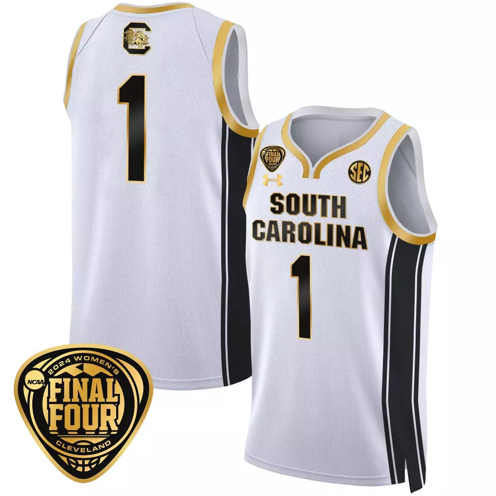 team white gold mens size south carolina gamecocks 2024 final four basketball jersey v2 women patch all stitched