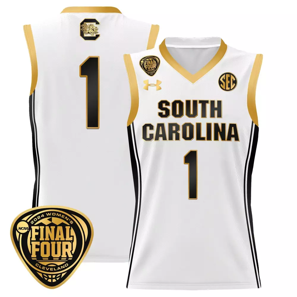 team white gold mens size south carolina gamecocks 2024 final four basketball jersey v2 women patch all stitched