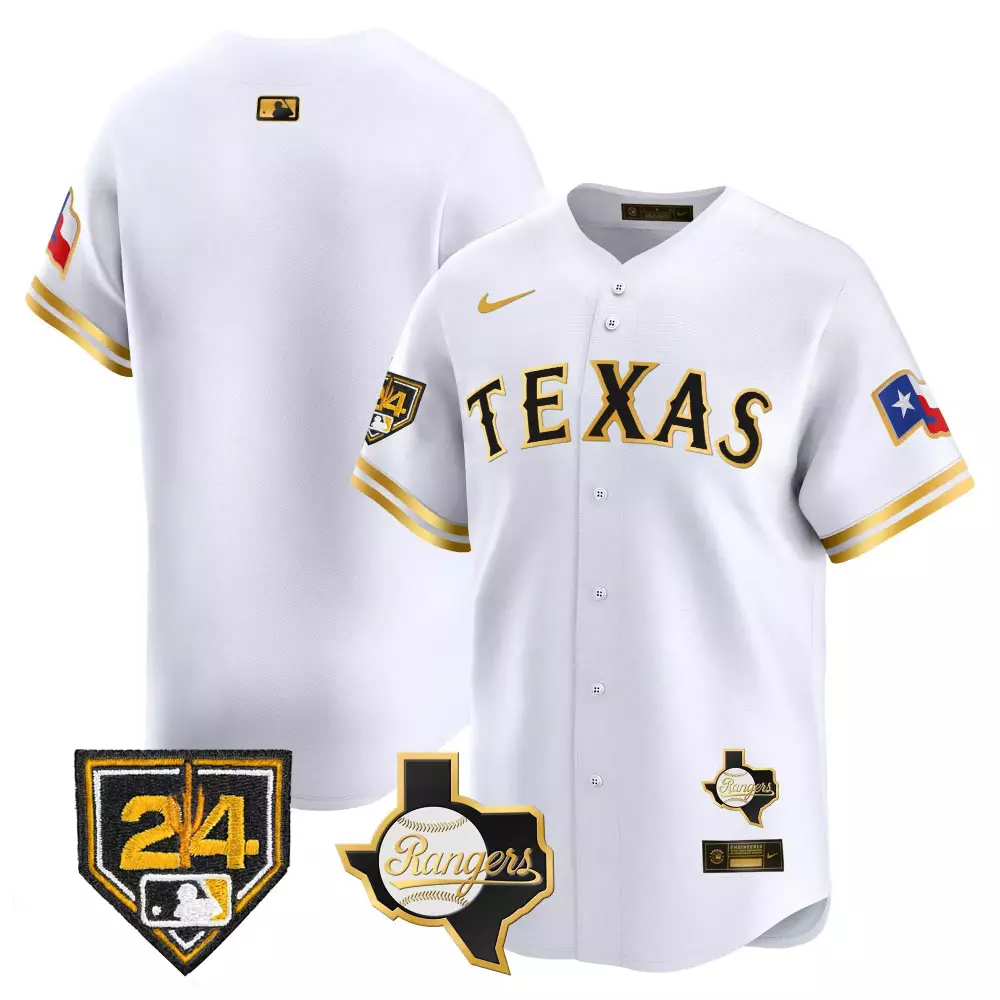 team white gold mens texas rangers 2024 jackie robinson patch vapor premier limited jersey all stitched