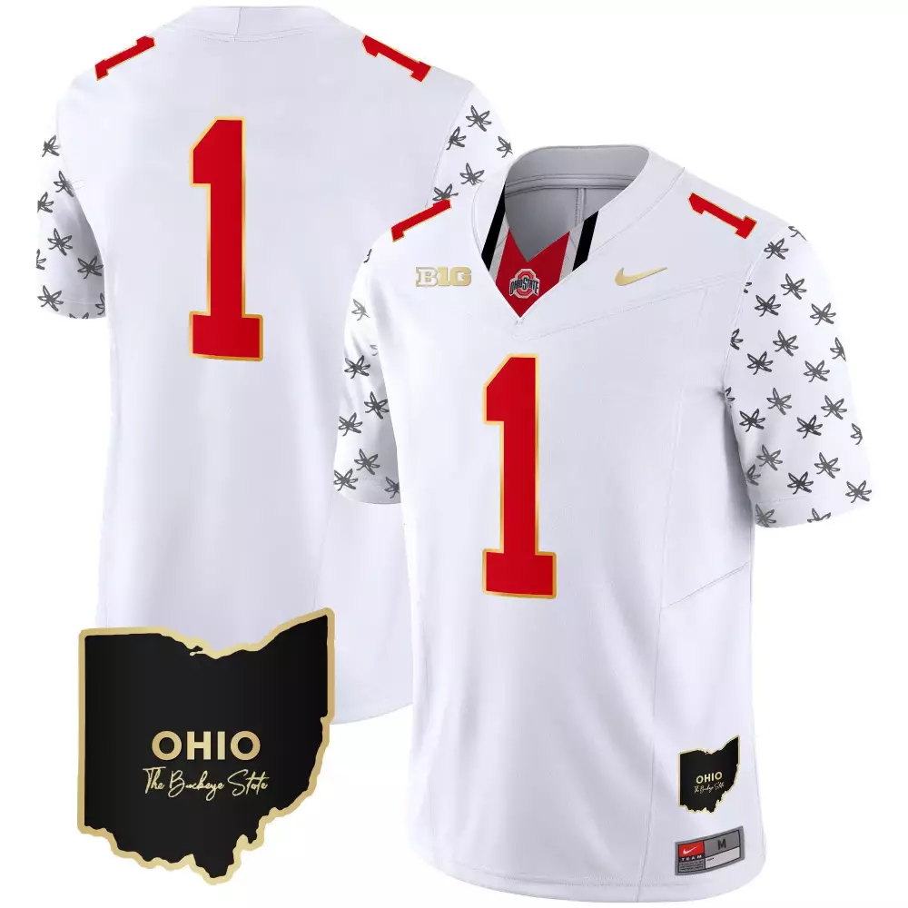 team white gold trim mens ohio state buckeyes 2023 alternate gold jersey stitched