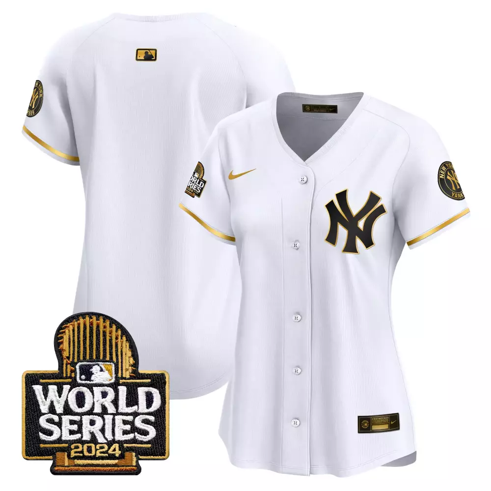 team white gold womens new york yankees 2024 world series vapor premier limited jersey all stitched