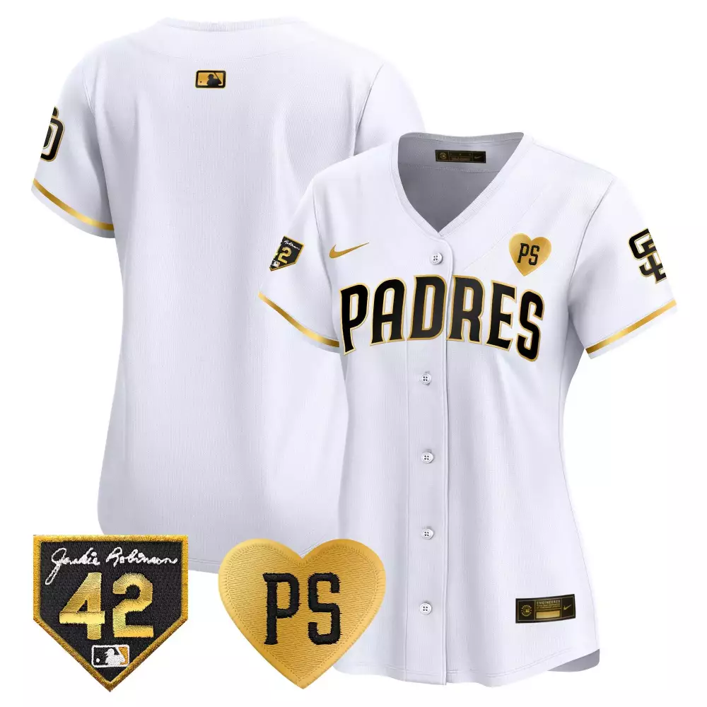 team white gold womens san diego padres 2024 for peter robinson patch vapor premier limited jersey all stitched