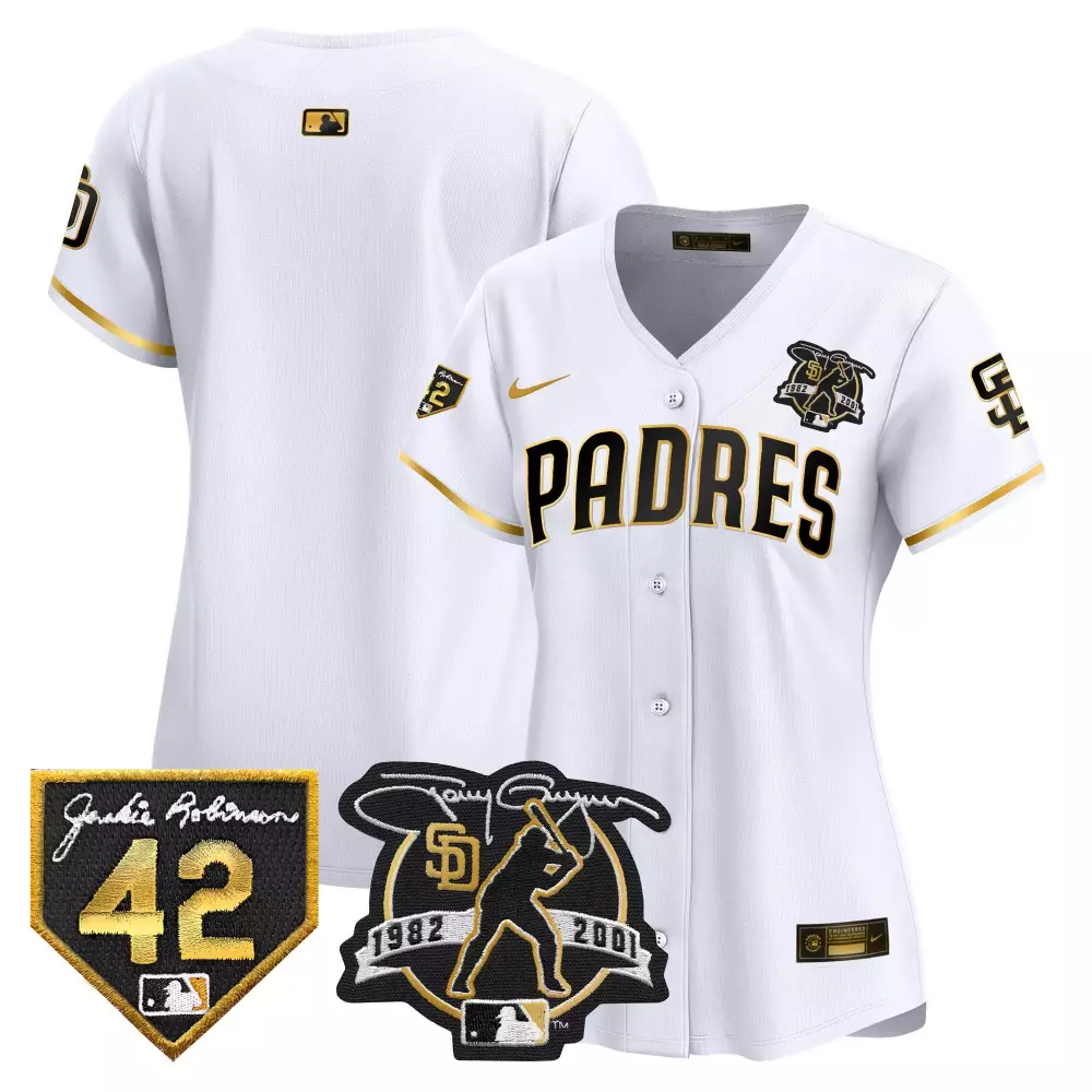 team white gold womens san diego padres 2024 for peter robinson patch vapor premier limited jersey all stitched