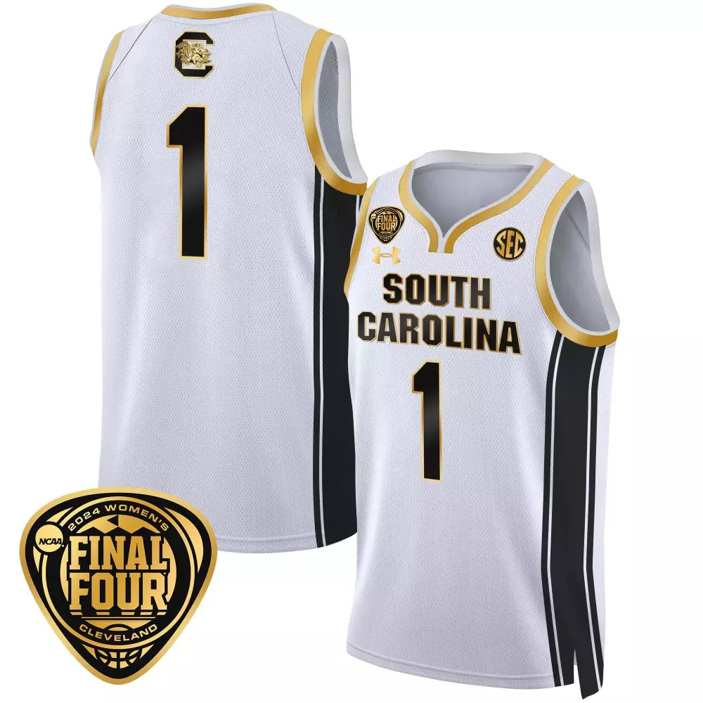 team white gold womens size south carolina gamecocks 2024 final four basketball jersey v2 women patch all stitched