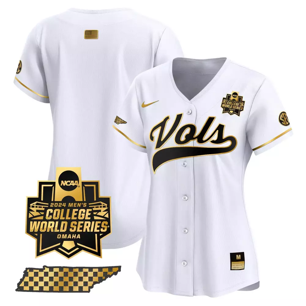 team white gold womens tennessee volunteers 2024 college world series vapor premier limited jersey all stitched