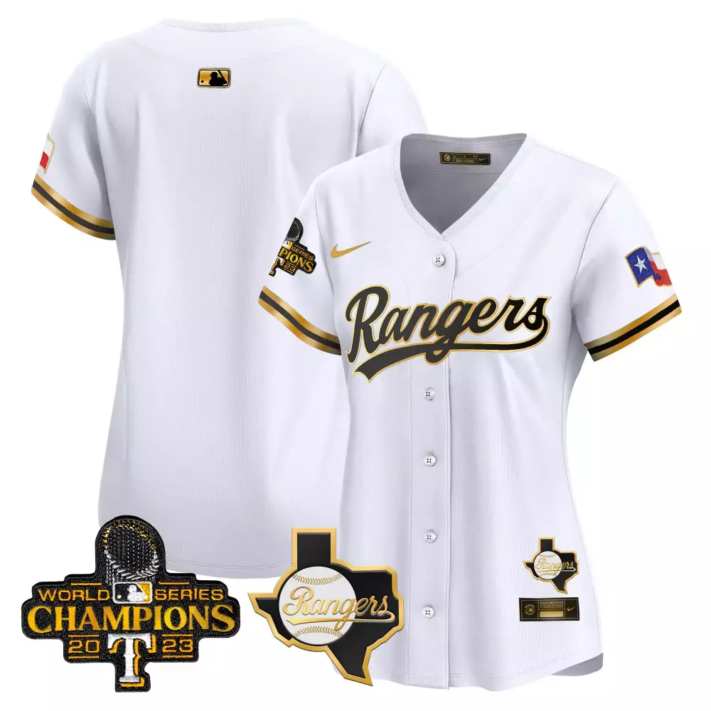 team white gold womens texas rangers 2023 world series champions gold trim vapor premier limited jersey v2 all stitched