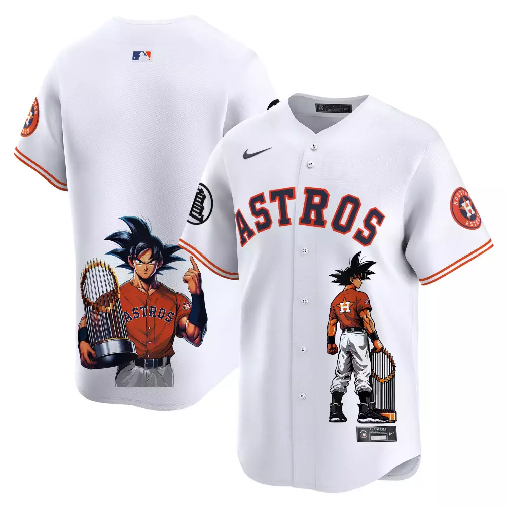 team white mens houston astros dragon ball son goku vapor premier limited jersey printed