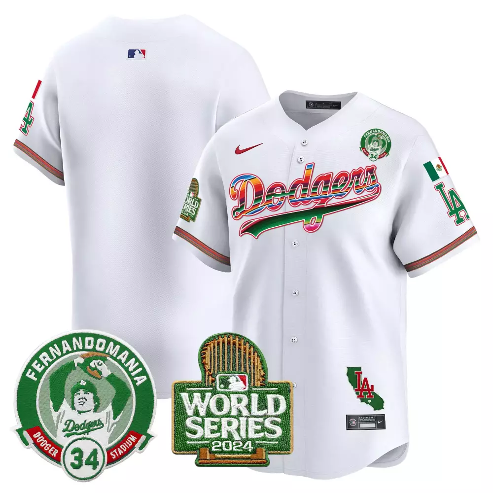 Los Angeles Dodgers Mexico Fernando Valenzuela 2024 World Series Patch Vapor Premier Limited Jersey | Stitched Fan Gear | For Men, Women & Youth