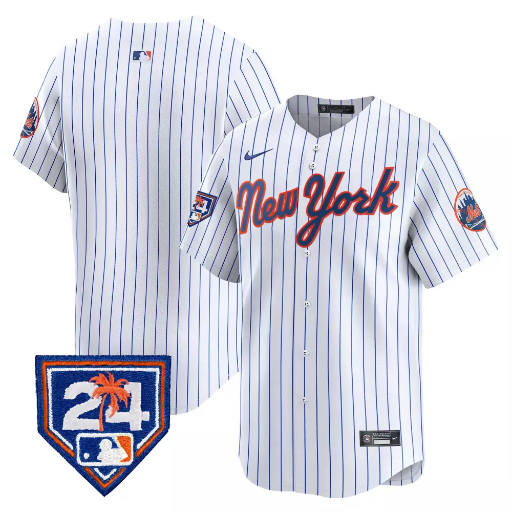 team white mens new york mets 2024 spring training vapor premier limited jersey all stitched