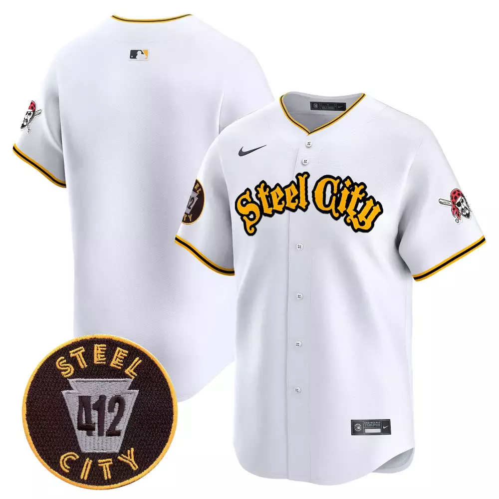 team white mens pittsburgh pirates 412 patch vapor premier limited jersey all stitched