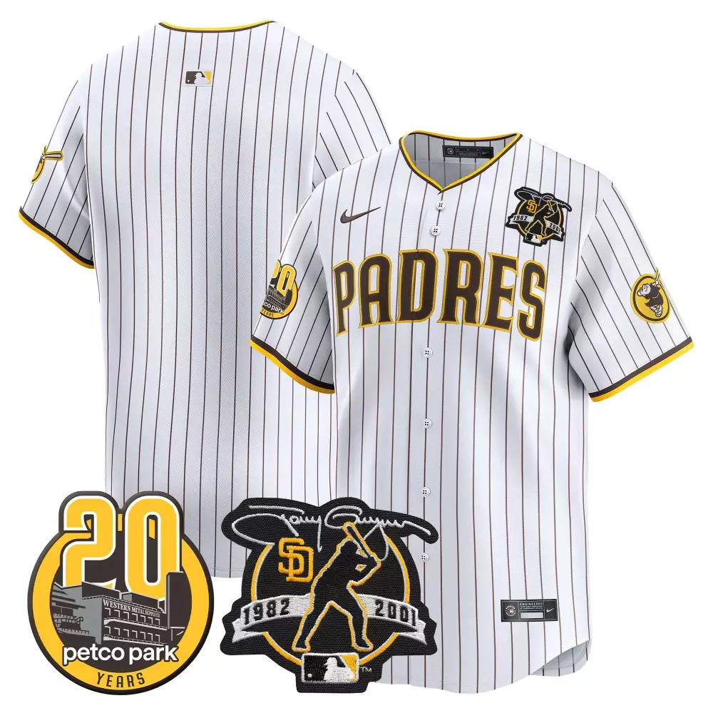 team white mens san diego padres tony gwynn petco park 20th patch usmc vapor premier limited jersey v2 all stitched