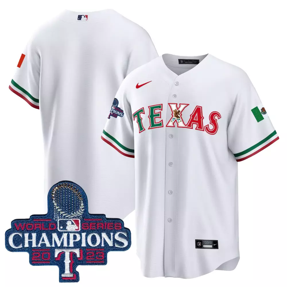 team white mens texas rangers mexico 2023 world series champions baseball jersey v2 all stitched
