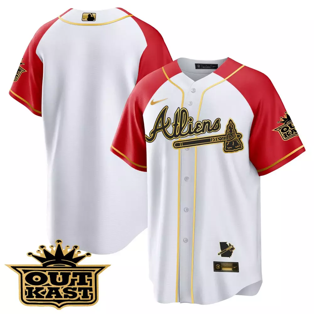 team white navy mens atlanta braves atliens gold alternate flex base jersey all stitched