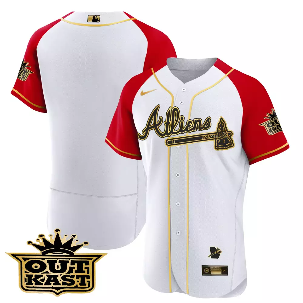 team white navy mens atlanta braves atliens gold alternate flex base jersey all stitched