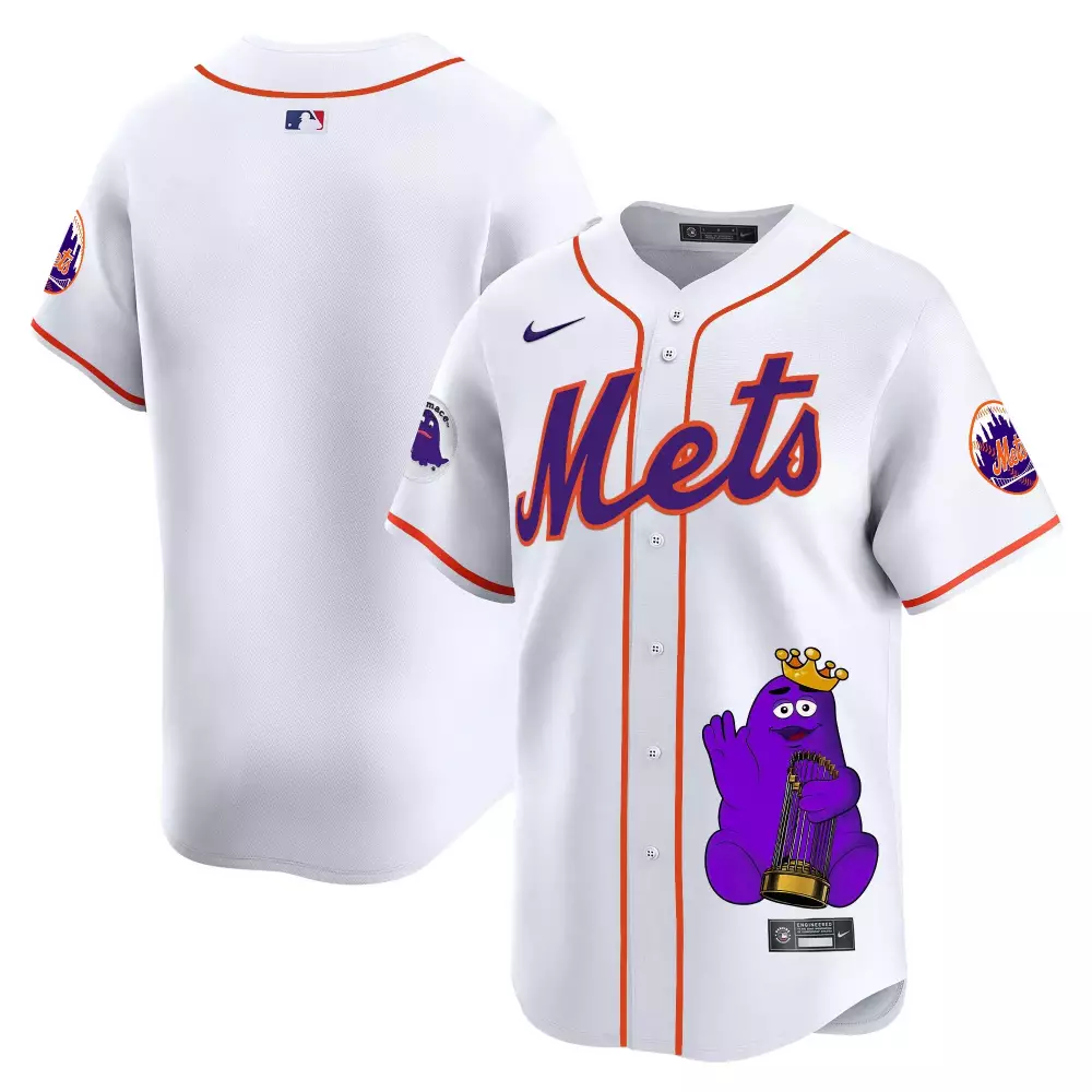 team white unisex new york mets grimace vapor premier limited jersey printed