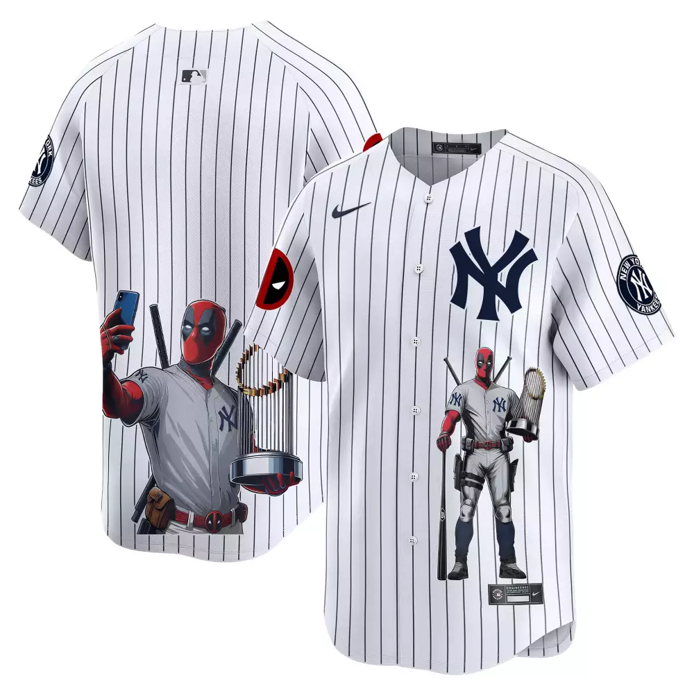 team white unisex new york yankees deadpool premier limited jersey printed
