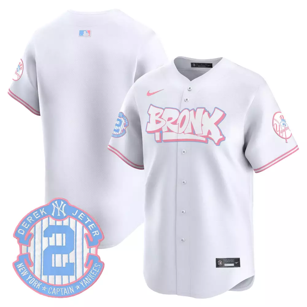 team white unisex new york yankees the bronx graffiti bubblegum pink vapor premier limited jersey v2 all stitched
