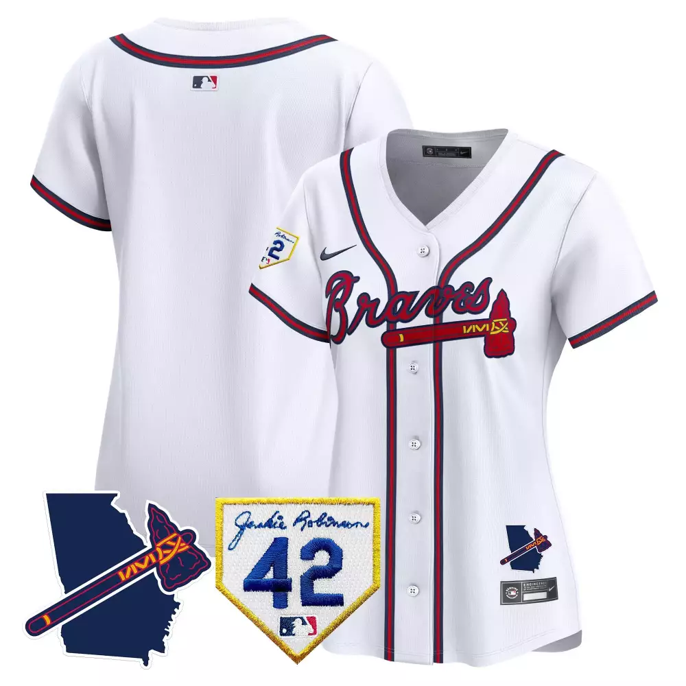 team white womens atlanta braves 2024 robinson georgia patch vapor premier limited jersey all stitched