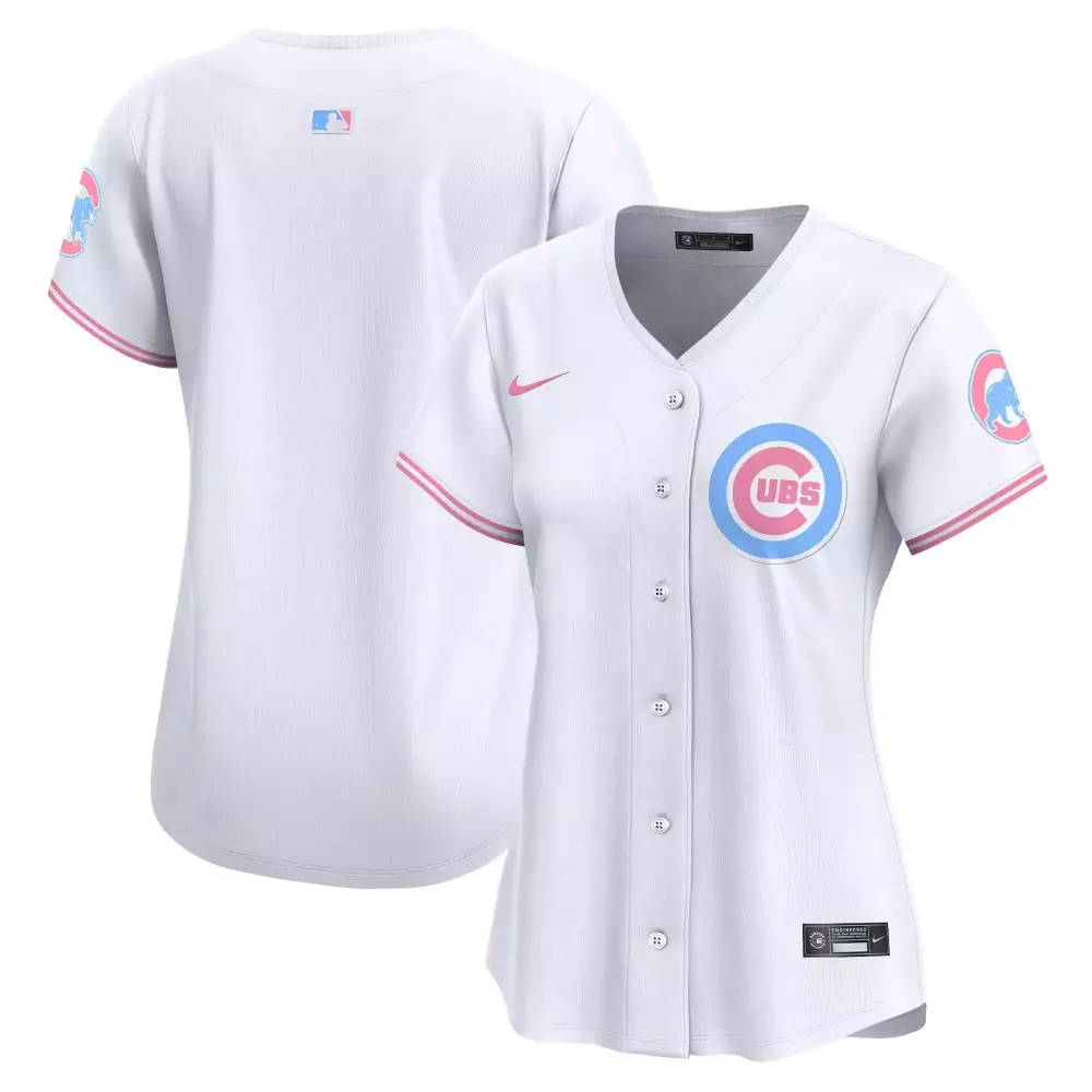 team white womens chicago cubs bubblegum pink vapor premier limited jersey all stitched