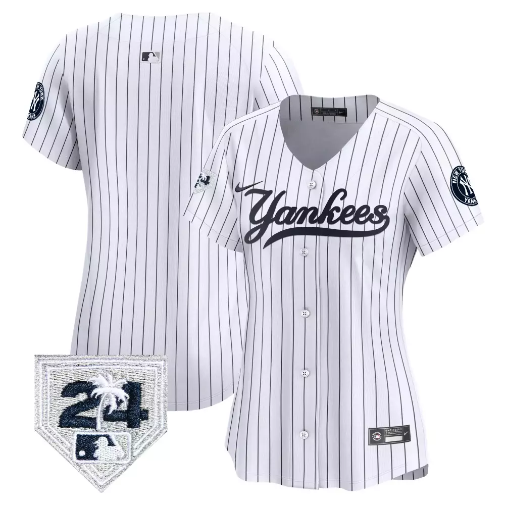 team white womens new york yankees 2024 spring training patch vapor premier limited jersey v6 all stitched