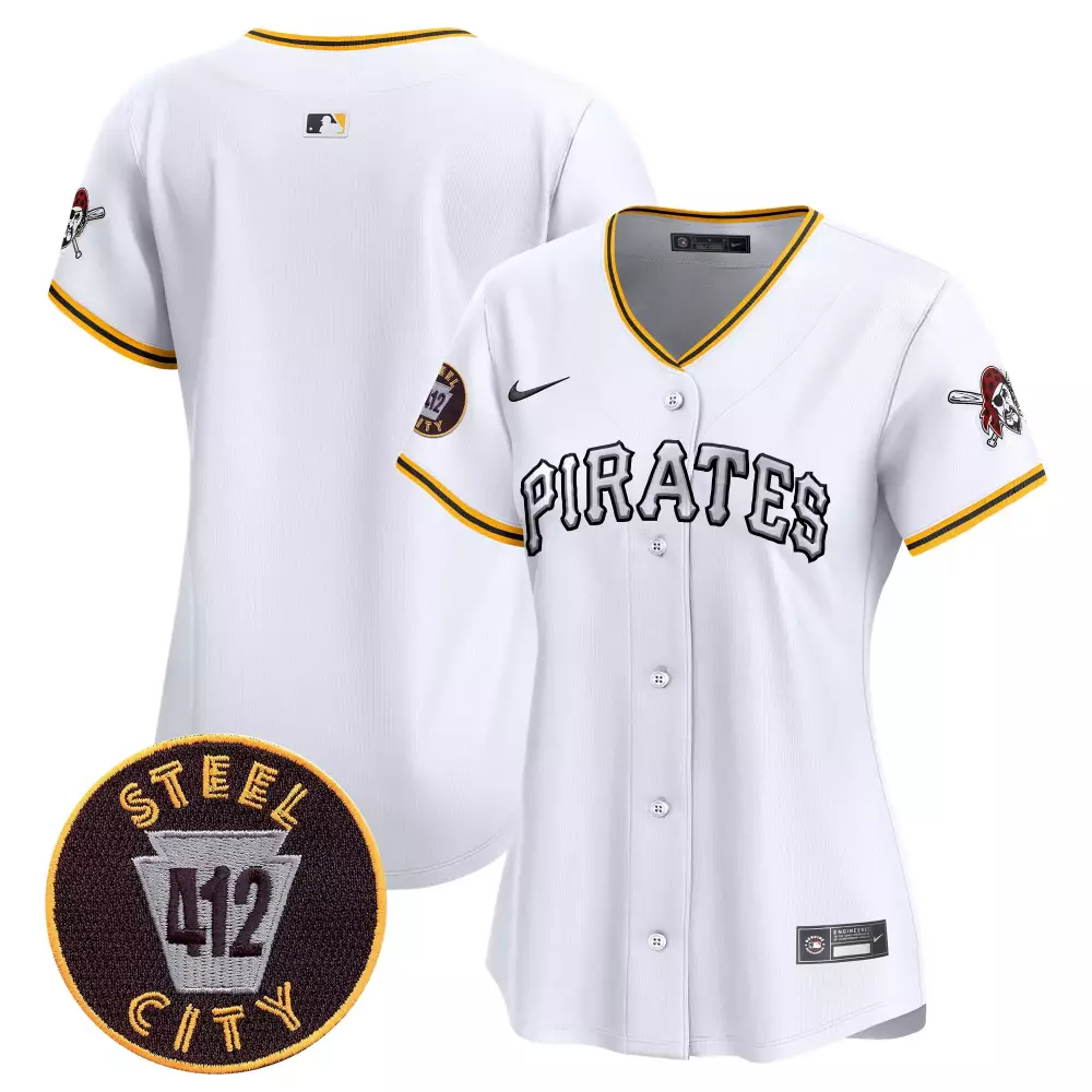 team white womens pittsburgh pirates 412 patch vapor premier limited jersey v6 all stitched