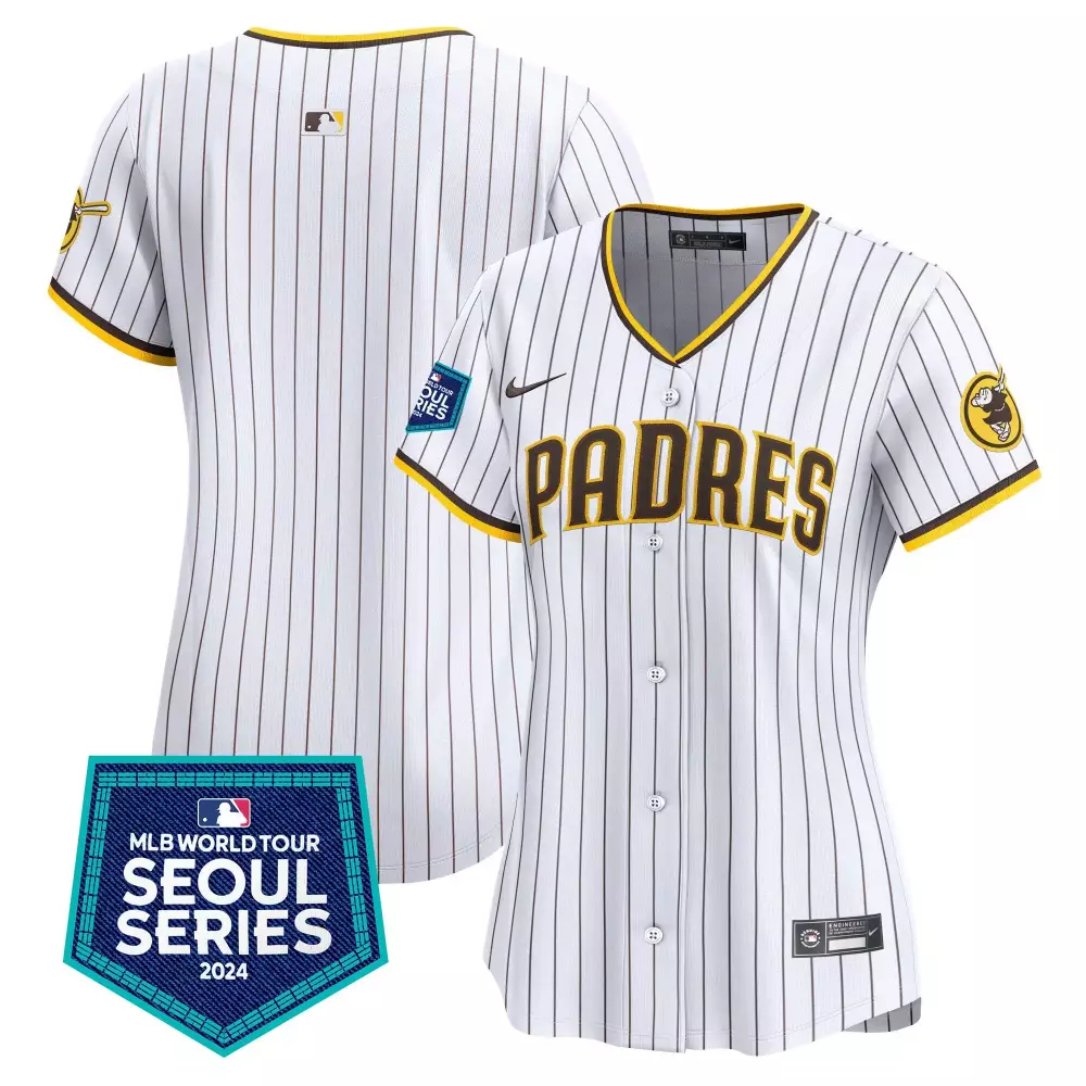 team white womens san diego padres 2024 world tour seoul series patch vapor premier limited jersey all stitched