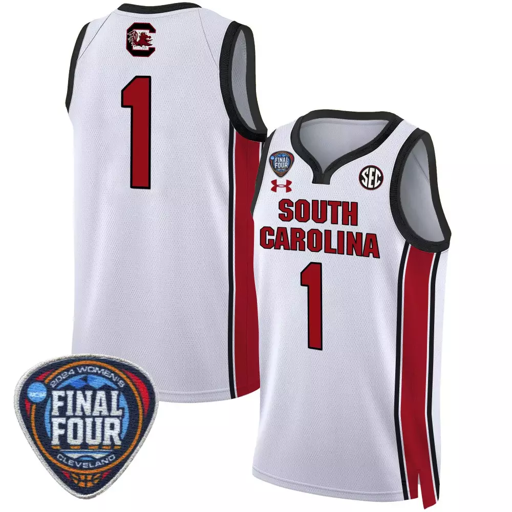 team white womens size south carolina gamecocks 2024 final four basketball jersey v2 women patch all stitched