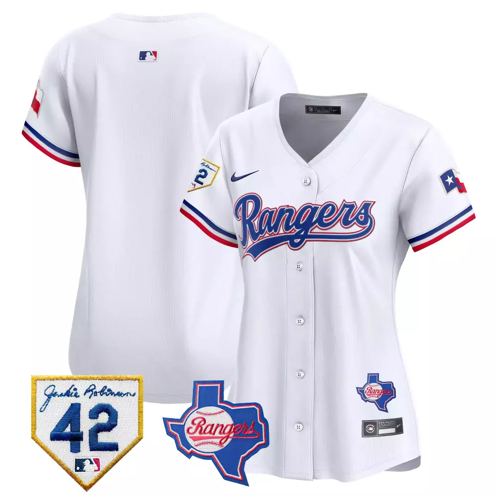 team white womens texas rangers 2024 jackie robinson patch vapor premier limited jersey all stitched